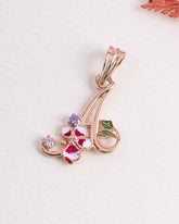 925 Sterling Silver Rose gold Plated letter 'A' pendant with floral design on a light gray background