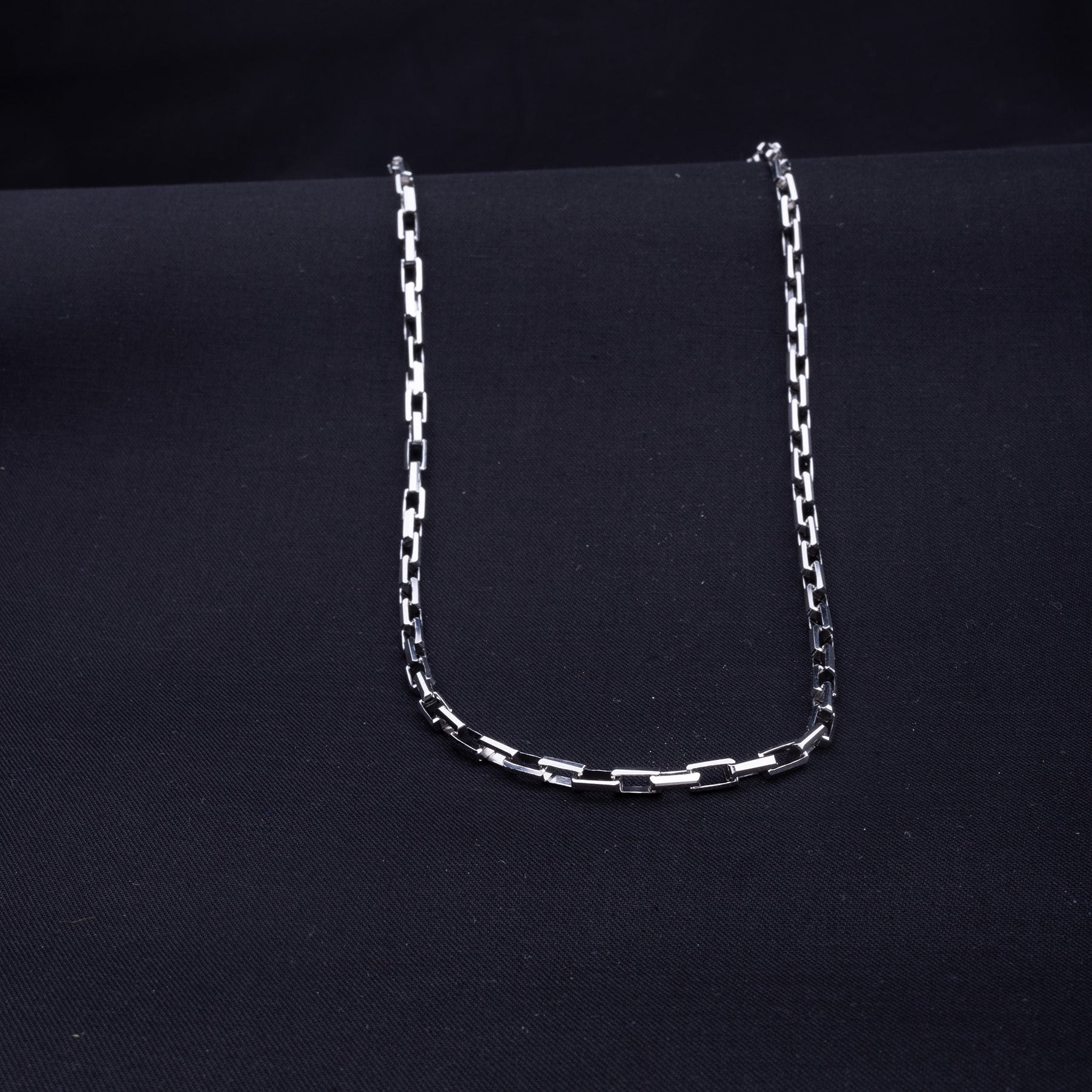 Men's Rectangle Link Neck Chain | Jenzo-925 sterling silver - Jenzo Jewellery