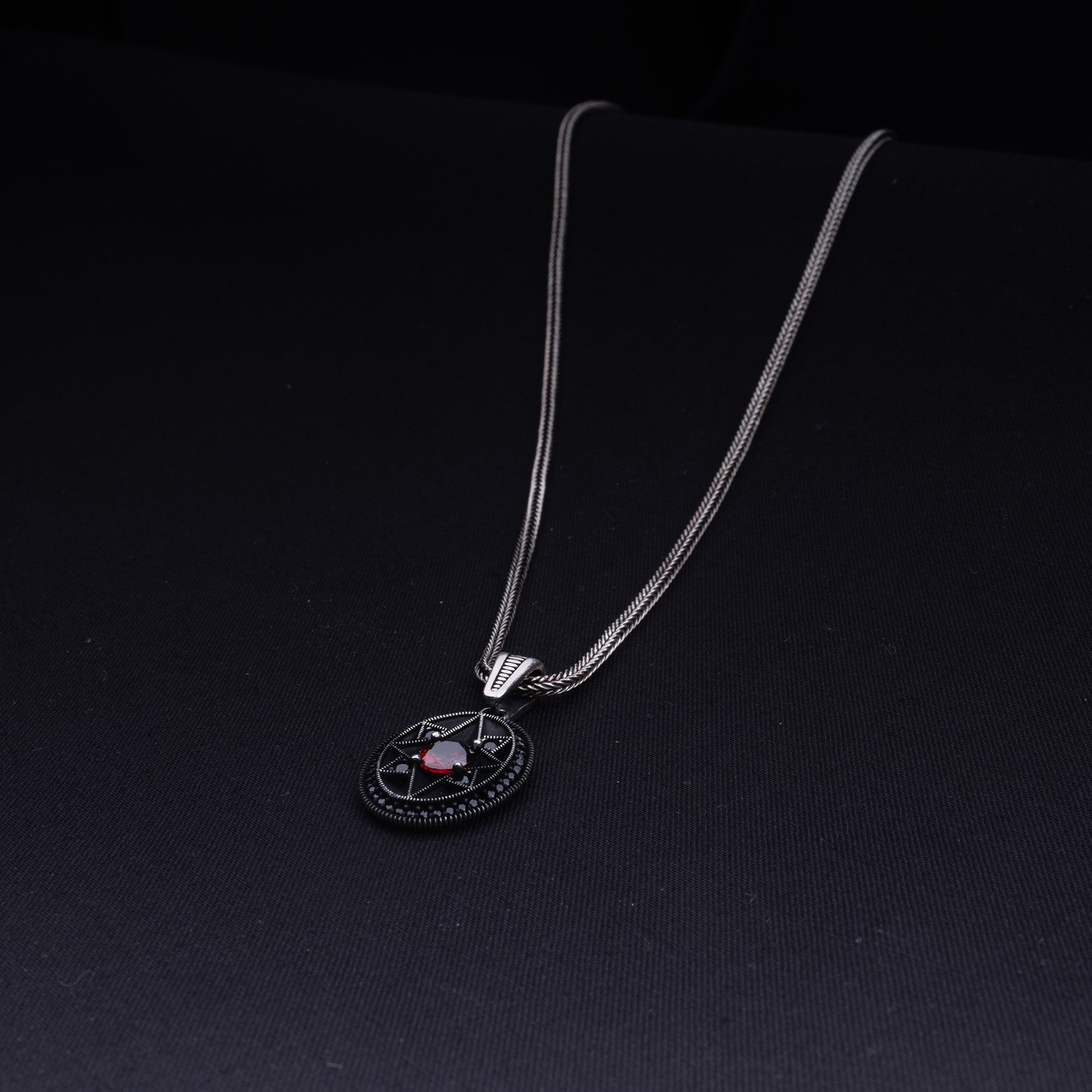 Men's Dark Red Star Chain Pendant | Jenzo-925 sterling silver - Jenzo Jewellery