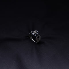 Royal Black Marcasite Stone Ring | Jenzo-925 sterling silver - Jenzo Jewellery