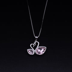 Women's Pink Love Swan Chain Pendant | Jenzo-925 sterling silver - Jenzo Jewellery