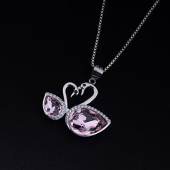 Women's Pink Love Swan Chain Pendant | Jenzo-925 sterling silver - Jenzo Jewellery