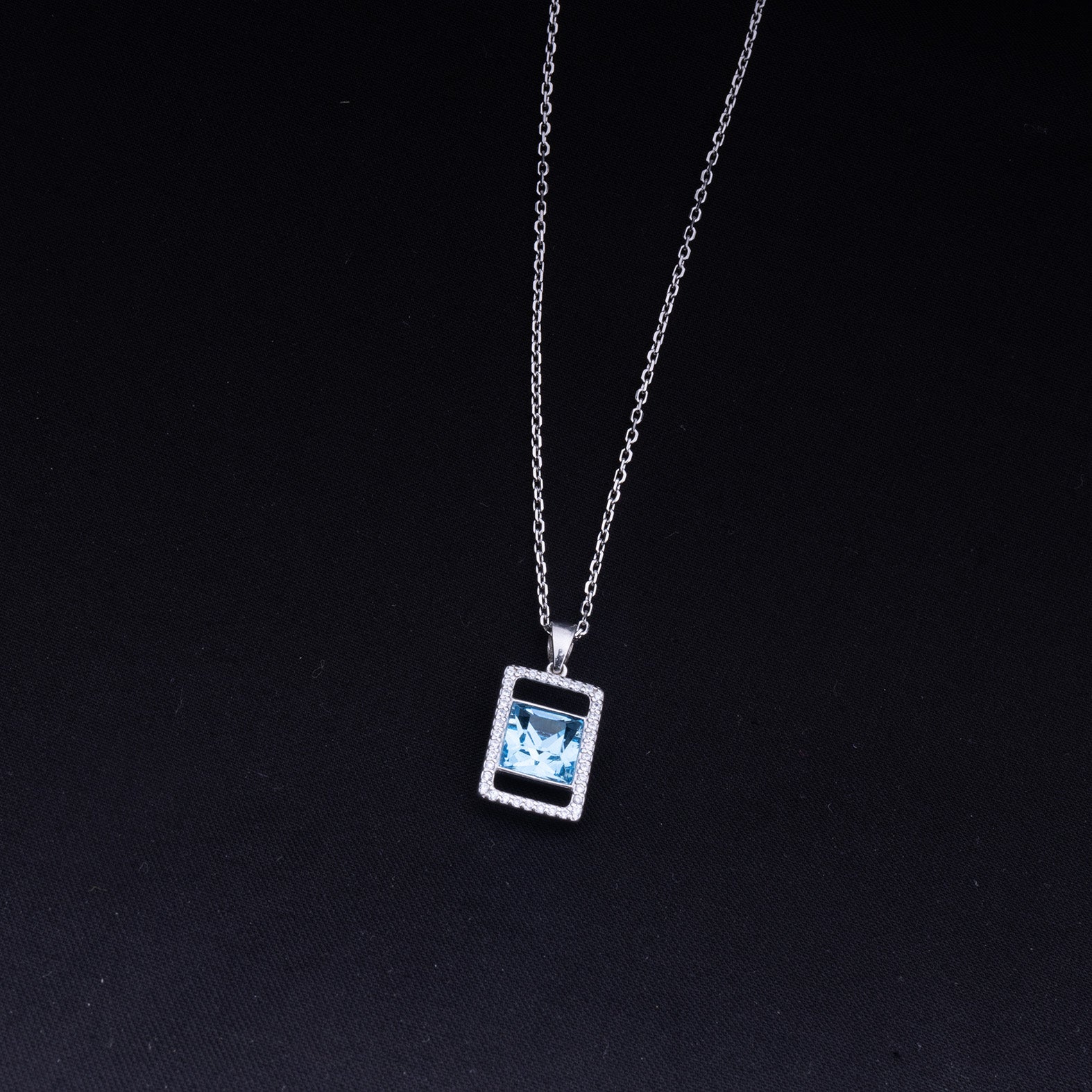 Women's Blue mirror cut Chain Pendant | Jenzo-925 sterling silver - Jenzo Jewellery