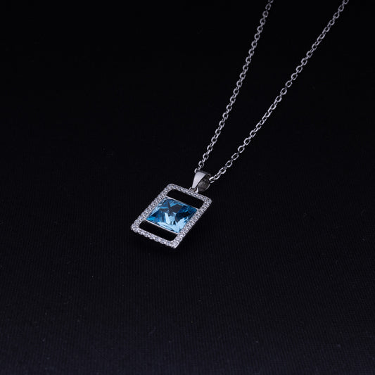 Women's Blue mirror cut Chain Pendant | Jenzo-925 sterling silver - Jenzo Jewellery