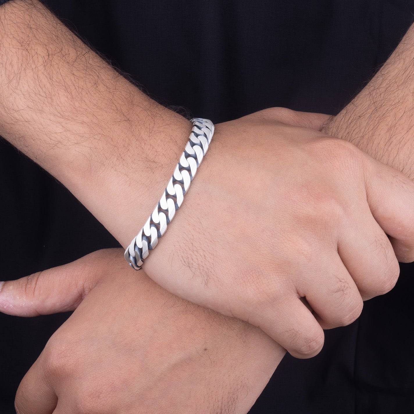 Men's Mat Finish Cuban Bracelet | Jenzo-925 sterling silver - Jenzo Jewellery