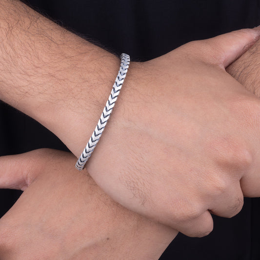 Men's Mat Finish Cube Cuban Bracelet | Jenzo-925 sterling silver - Jenzo Jewellery