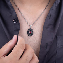 Men's Dark Red Star Chain Pendant | Jenzo-925 sterling silver - Jenzo Jewellery