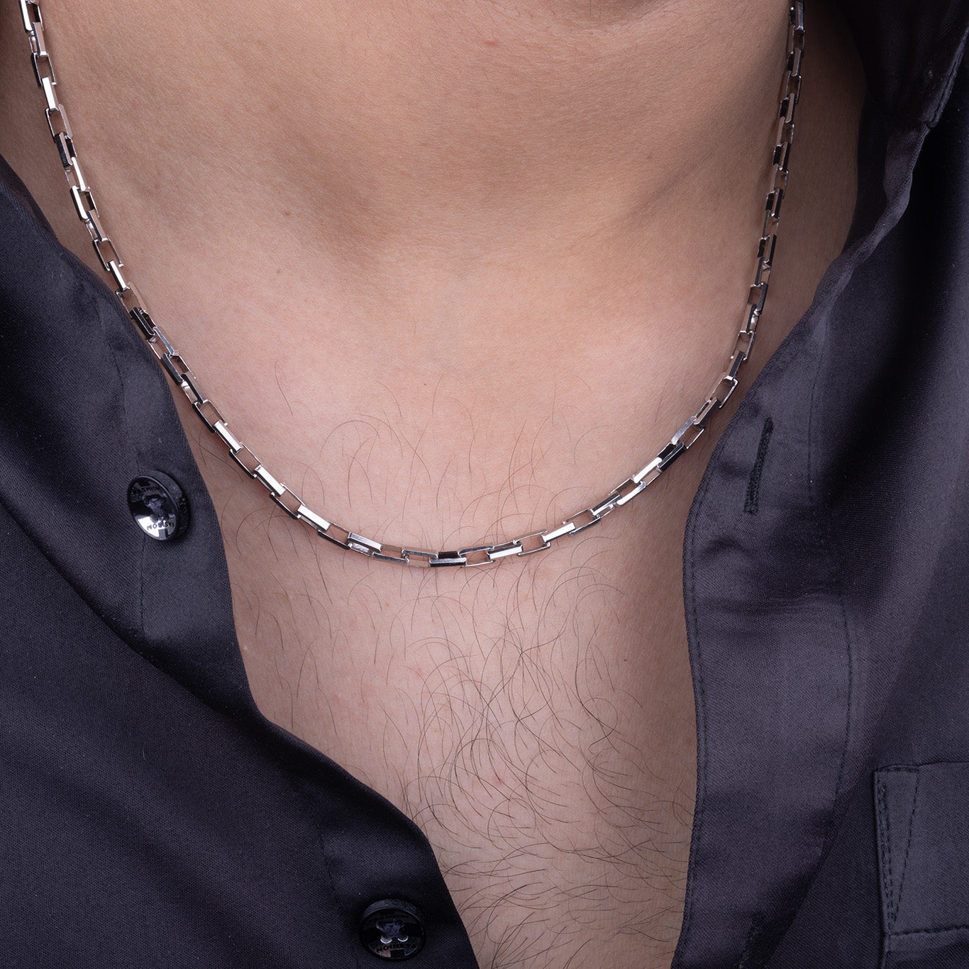 Men's Rectangle Link Neck Chain | Jenzo-925 sterling silver - Jenzo Jewellery