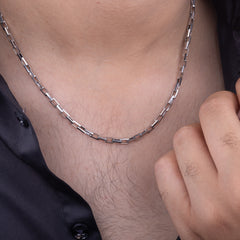 Men's Rectangle Link Neck Chain | Jenzo-925 sterling silver - Jenzo Jewellery