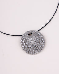 Silver pendant necklace on a white background