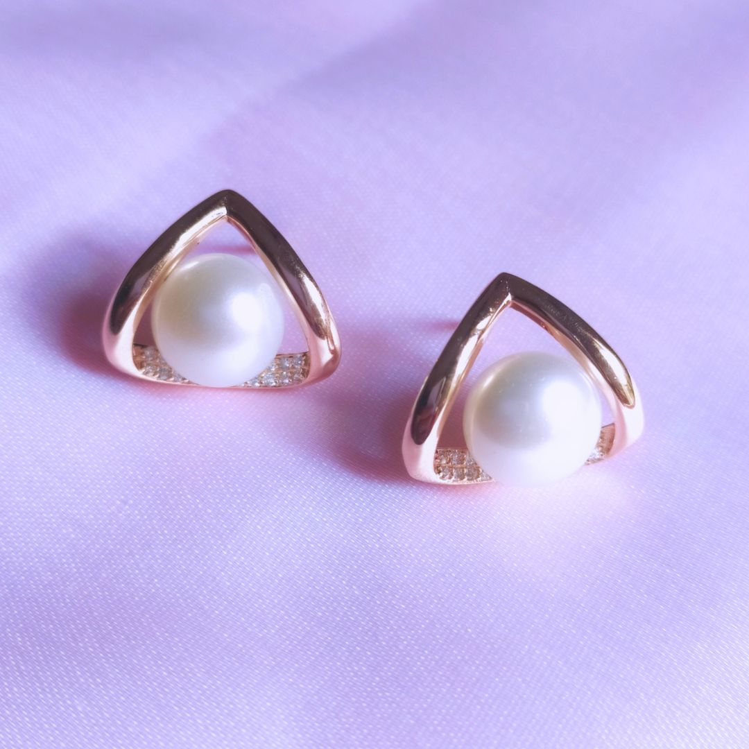 Exclusive Tri Curve Pearl Earrings | Jenzo - 925 sterling silver - Jenzo Jewellery