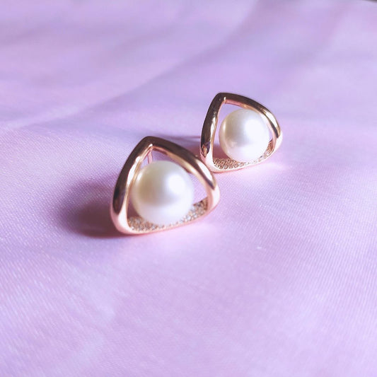 Exclusive Tri Curve Pearl Earrings | Jenzo - 925 sterling silver - Jenzo Jewellery